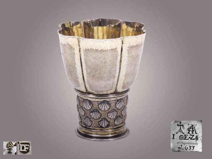 Fine Silver, Partly Gilt Wine Goblet “roemer”